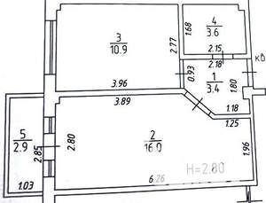 1-к квартира, вторичка, 37м2, 3/6 этаж