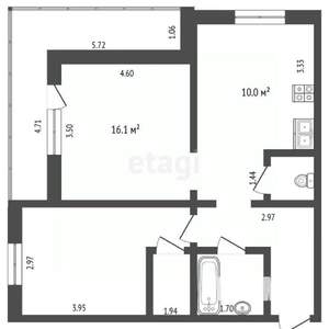 2-к квартира, вторичка, 56м2, 14/17 этаж