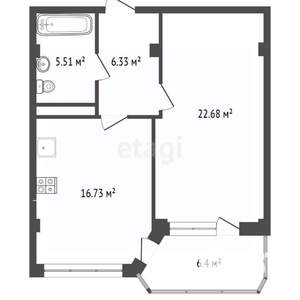 1-к квартира, вторичка, 58м2, 8/10 этаж