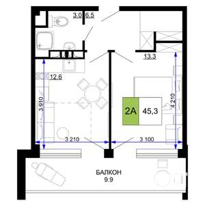 2-к квартира, вторичка, 45м2, 7/9 этаж