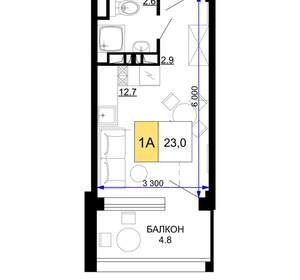 1-к квартира, вторичка, 23м2, 3/9 этаж