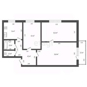 3-к квартира, вторичка, 51м2, 4/5 этаж