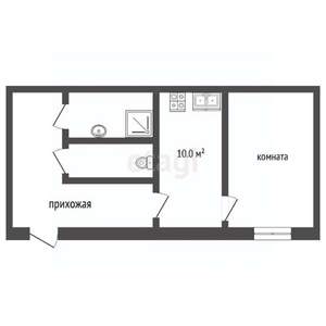 1-к квартира, вторичка, 25м2, 1/2 этаж