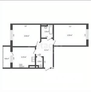 2-к квартира, вторичка, 57м2, 7/13 этаж