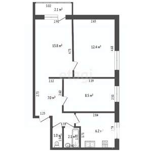 3-к квартира, вторичка, 51м2, 3/5 этаж