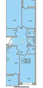 3-к квартира, вторичка, 90м2, 3/16 этаж