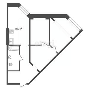 2-к квартира, вторичка, 61м2, 6/12 этаж
