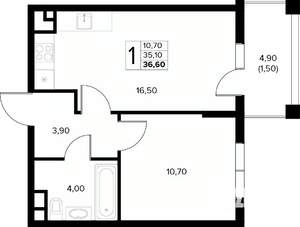 1-к квартира, вторичка, 37м2, 7/8 этаж