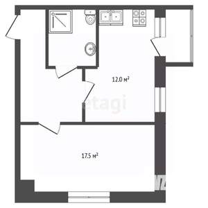 1-к квартира, вторичка, 39м2, 2/3 этаж