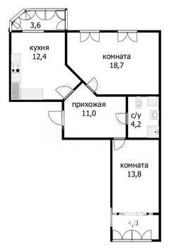 2-к квартира, вторичка, 68м2, 7/9 этаж