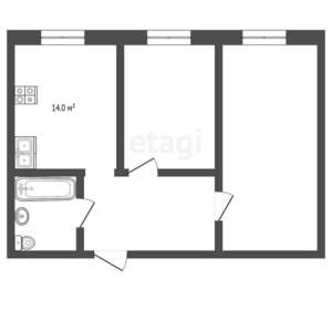 2-к квартира, вторичка, 53м2, 12/15 этаж