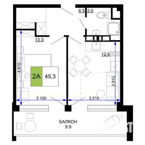 2-к квартира, вторичка, 45м2, 2/9 этаж