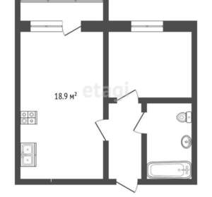 1-к квартира, вторичка, 41м2, 7/9 этаж