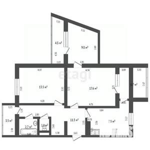 3-к квартира, вторичка, 81м2, 3/9 этаж