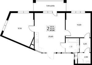 2-к квартира, строящийся дом, 68м2, 3/8 этаж