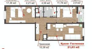 2-к квартира, вторичка, 67м2, 11/18 этаж