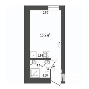 Студия квартира, вторичка, 16м2, 1/5 этаж