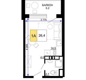 1-к квартира, вторичка, 26м2, 5/9 этаж