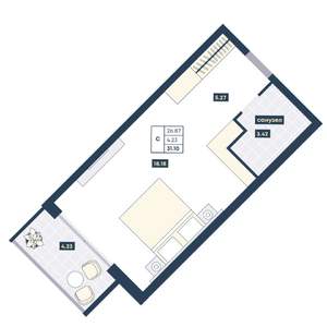 Студия квартира, вторичка, 31м2, 5/9 этаж