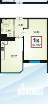 1-к квартира, вторичка, 36м2, 8/16 этаж