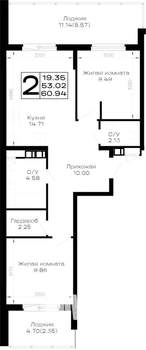 2-к квартира, вторичка, 61м2, 2/4 этаж