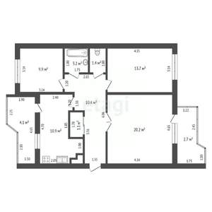 3-к квартира, вторичка, 78м2, 9/9 этаж