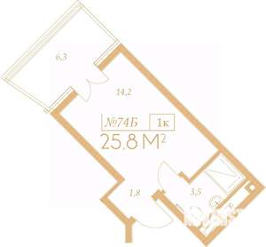 1-к квартира, вторичка, 30м2, 5/9 этаж