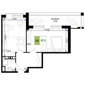 2-к квартира, строящийся дом, 57м2, 4/9 этаж