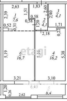 2-к квартира, вторичка, 57м2, 4/9 этаж