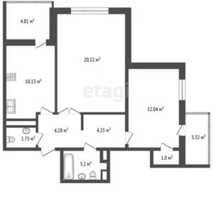 2-к квартира, вторичка, 65м2, 10/17 этаж