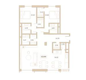 2-к квартира, вторичка, 132м2, 4/7 этаж