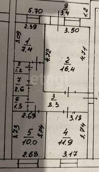 3-к квартира, вторичка, 63м2, 1/5 этаж
