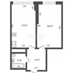 1-к квартира, вторичка, 42м2, 18/19 этаж