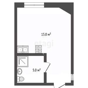 Студия квартира, вторичка, 20м2, 1/9 этаж
