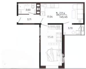 1-к квартира, вторичка, 45м2, 13/18 этаж