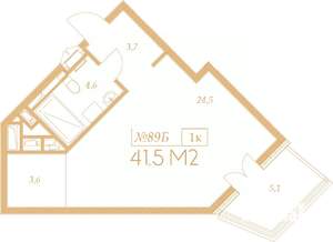 1-к квартира, вторичка, 36м2, 7/9 этаж