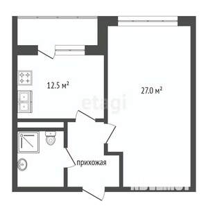 2-к квартира, вторичка, 47м2, 1/6 этаж