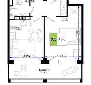 2-к квартира, вторичка, 49м2, 2/9 этаж