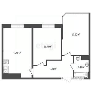 2-к квартира, вторичка, 52м2, 6/15 этаж