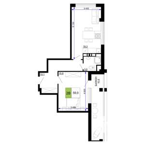 2-к квартира, вторичка, 59м2, 7/9 этаж
