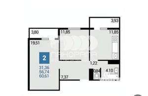 2-к квартира, вторичка, 61м2, 4/16 этаж