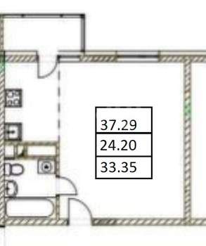 Студия квартира, вторичка, 37м2, 6/8 этаж