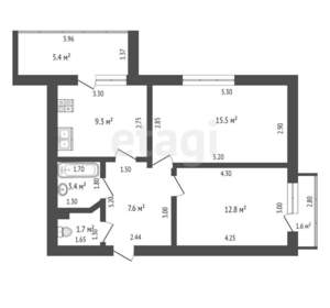 2-к квартира, вторичка, 54м2, 9/9 этаж