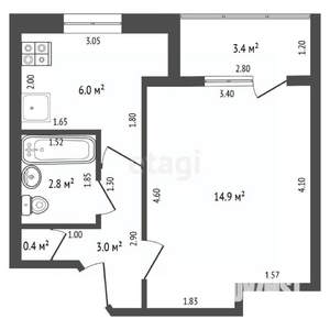 1-к квартира, вторичка, 27м2, 1/5 этаж