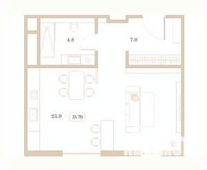 1-к квартира, вторичка, 36м2, 3/7 этаж