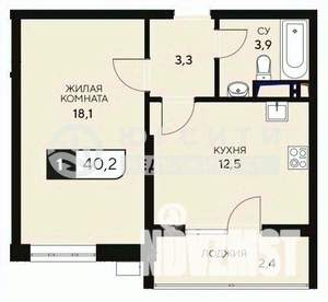 1-к квартира, вторичка, 43м2, 7/15 этаж