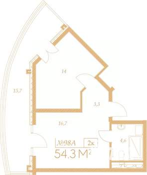 2-к квартира, вторичка, 54м2, 8/9 этаж