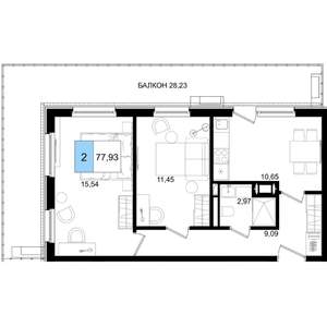 2-к квартира, строящийся дом, 78м2, 2/8 этаж