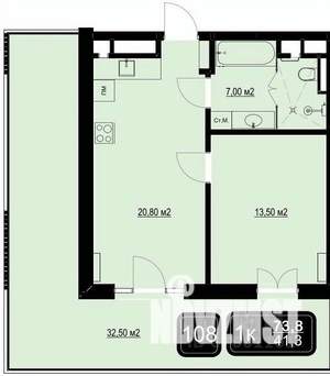 2-к квартира, вторичка, 74м2, 7/9 этаж