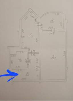 1-к квартира, вторичка, 54м2, 3/10 этаж